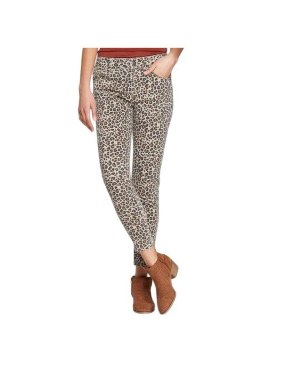 Knox Rose Womens Leopard Print Ankle Skinny Pants Size 8 Comfort Waist Stretch F - Picture 2 of 12